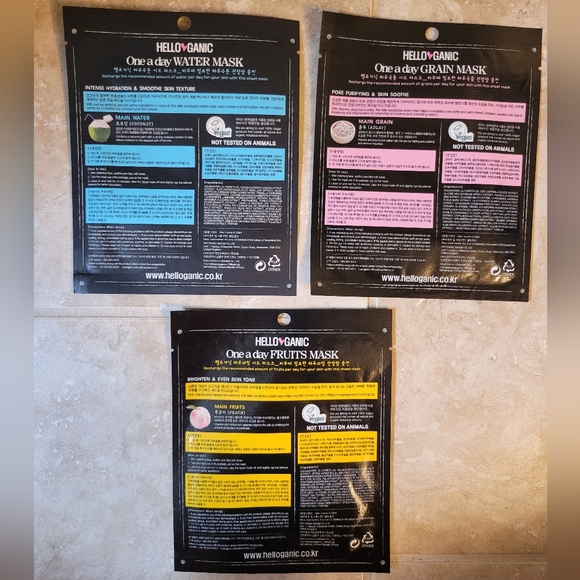 3 Helloganic Sheet Face Masks - Picture 2 of 2